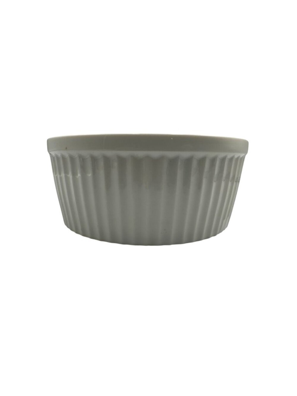 White Ceramic Round Baking Dish Ribbed Textured Sides Oven-Safe Cookware 7.5"x3"